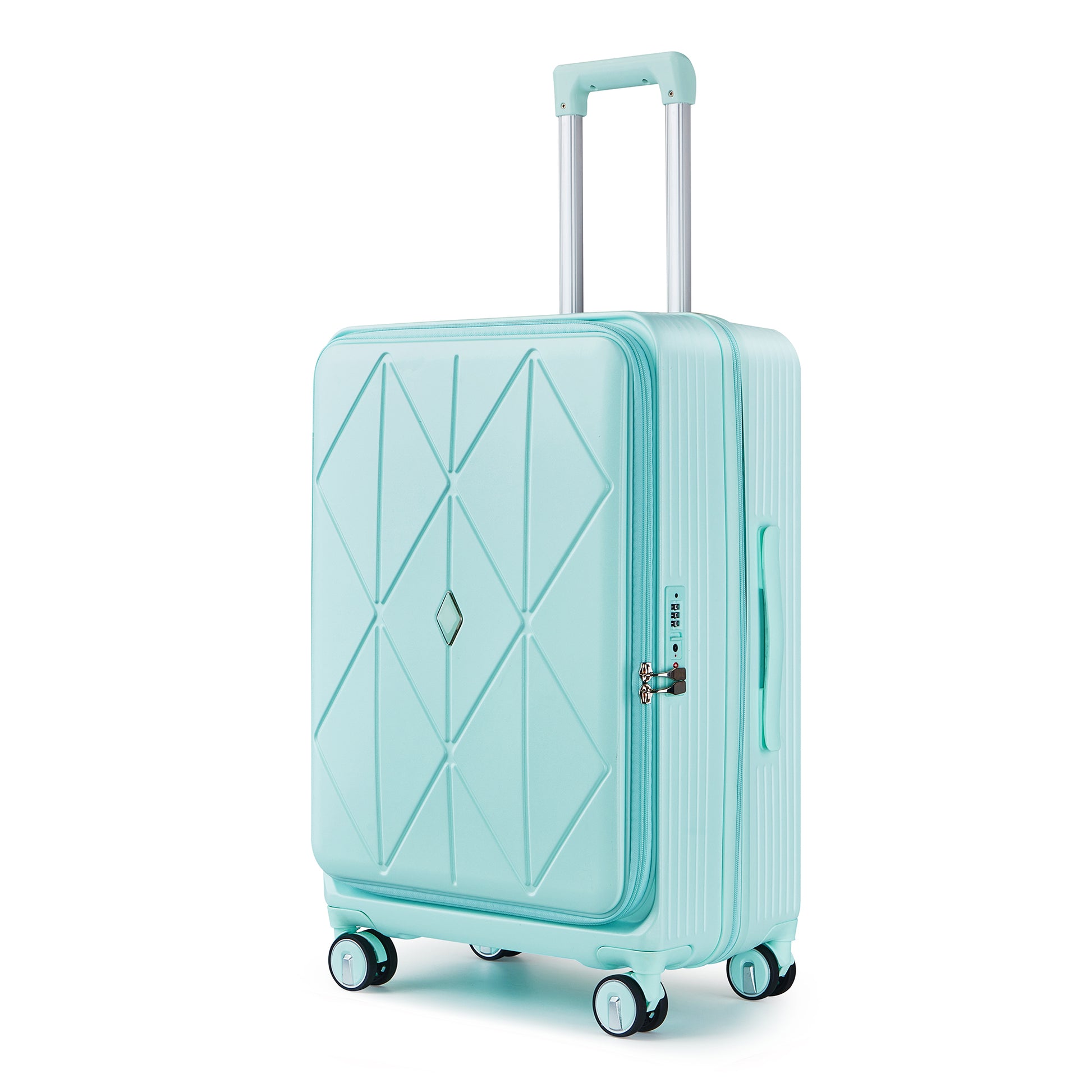 Luggage Sets 3 Piece 20 24 28 , Expandable Carry On Luggage With Tsa Lock Airline Approved, 100% Pc Hard Shell And Lightweight Suitcase With Front Pocket And Spinner Wheels Mint Green Pc