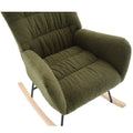 Nursery Rocking Chair, Teddy Upholstered Glider Rocker, Rocking Accent Chair With High Backrest, Comfy Rocking Accent Armchair For Living Room, Bedroom, Offices, Dark Green Iron Dark Green Primary Living Space Varnished Sponge Square Casual Rocking