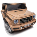 Licensed Mercedes Benz G500,24V Kids Ride On Toy 2.4G W Parents Remote Control,Electric Car For Kids,Three Speed Adjustable,Power Display, Usb,Mp3 ,Bluetooth,Led Light,Three Point Safety Belt Yellow Plastic