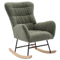 Nursery Rocking Chair, Teddy Upholstered Glider Rocker, Rocking Accent Chair With High Backrest, Comfy Rocking Accent Armchair For Living Room, Bedroom, Offices, Green Iron Green Primary Living Space Varnished Sponge Square Casual Rocking Chairs