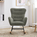 Nursery Rocking Chair, Teddy Upholstered Glider Rocker, Rocking Accent Chair With High Backrest, Comfy Rocking Accent Armchair For Living Room, Bedroom, Offices, Green Iron Green Primary Living Space Varnished Sponge Square Casual Rocking Chairs