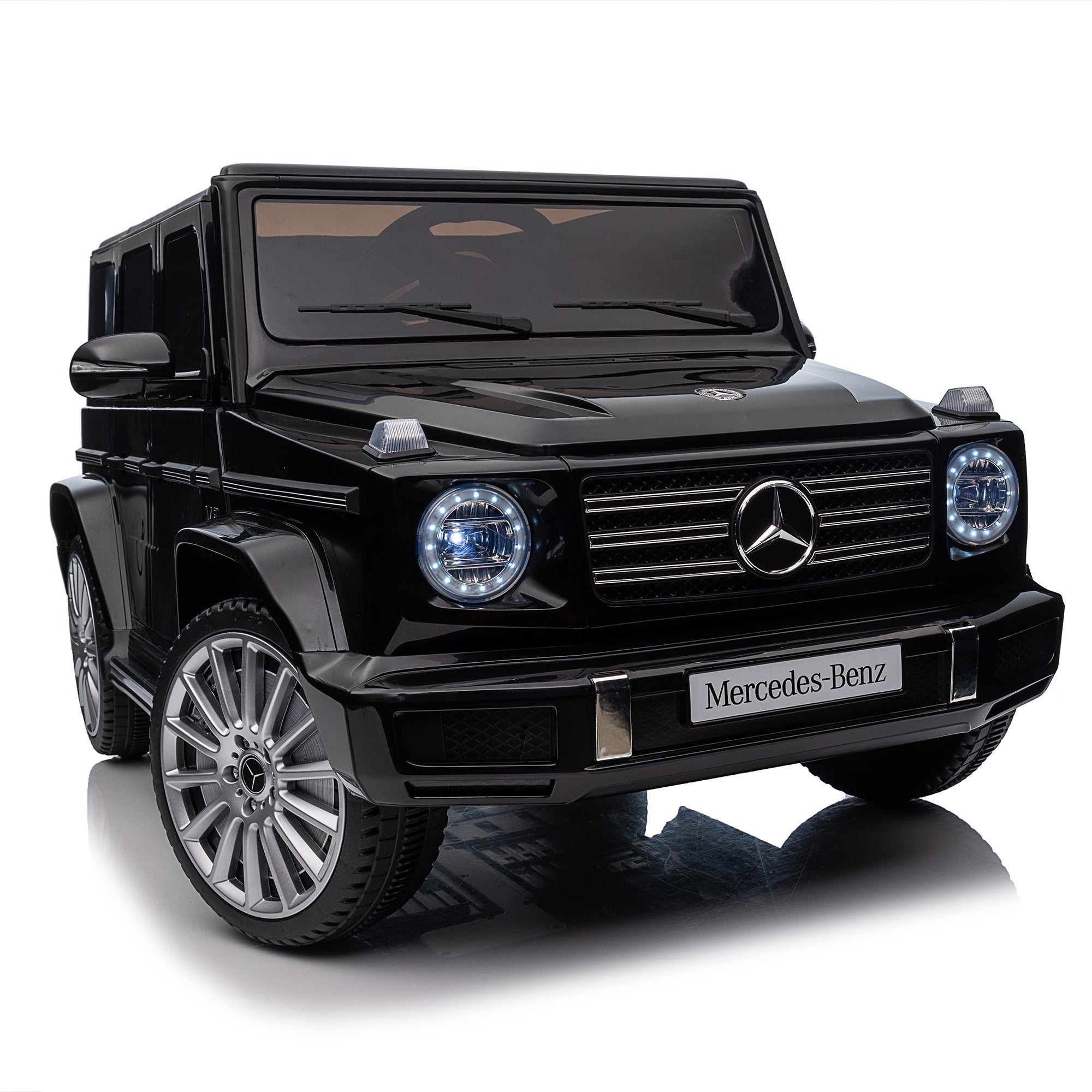 Licensed Mercedes Benz G500,24V Kids Ride On Toy 2.4G W Parents Remote Control,Electric Car For Kids,Three Speed Adjustable,Power Display, Usb,Mp3 ,Bluetooth,Led Light,Three Point Safety Belt Black Plastic