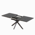 Scalable Dining Table Table Set For 4 8 Person For Dining Room,Curved Backrest Round Upholstered Soft Padded Armless Dining Chairs And Very Large Dining Room Table Kitchen Table Chair Set Black White Mdf Metal