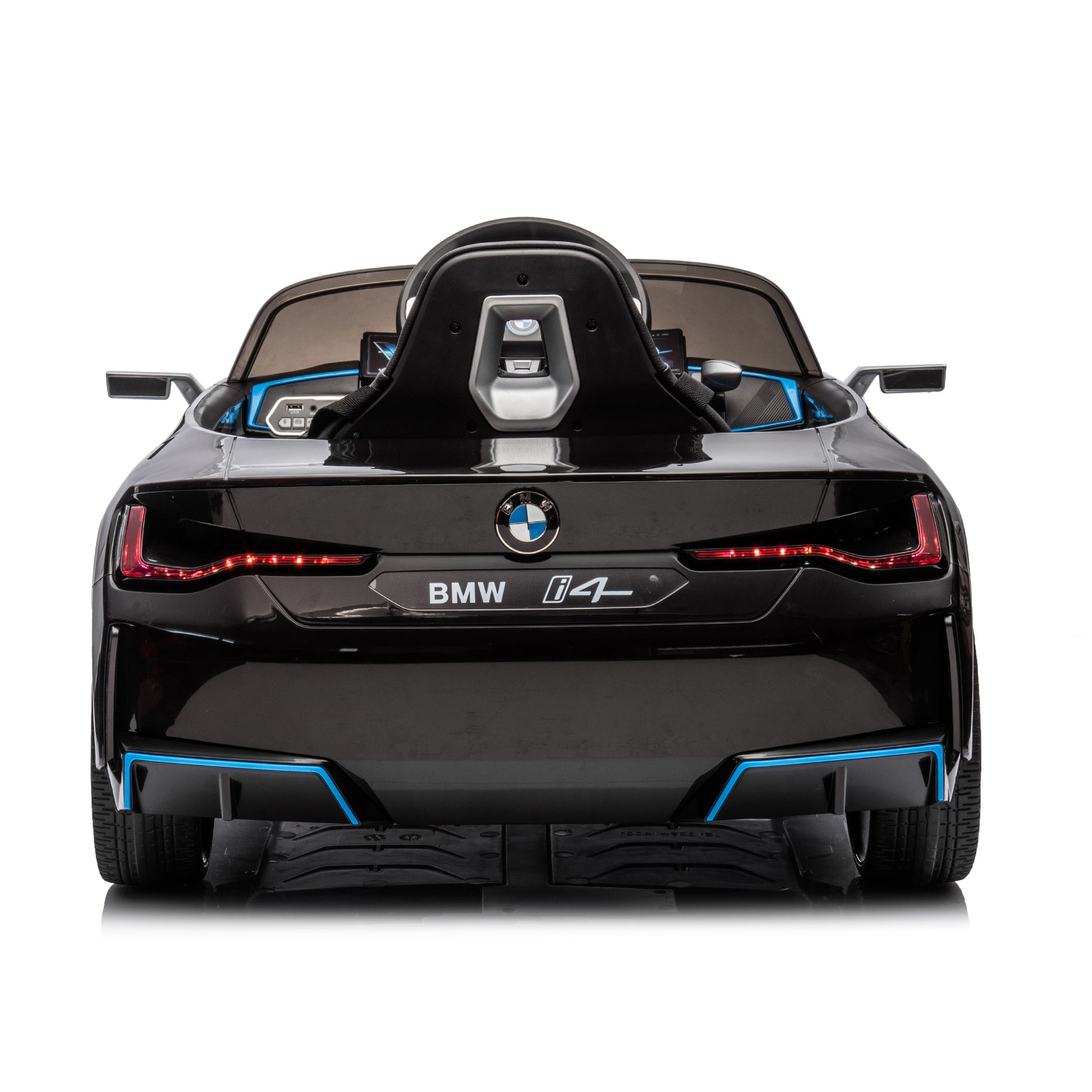 Licensed Bmw I4,12V Kids Ride On Car 2.4G W Parents Remote Control,Electric Car For Kids,Three Speed Adjustable,Power Display, Usb,Mp3 ,Bluetooth,Led Light,Two Point Safety Belt,Story Black Plastic Indoor & Outdoor Use