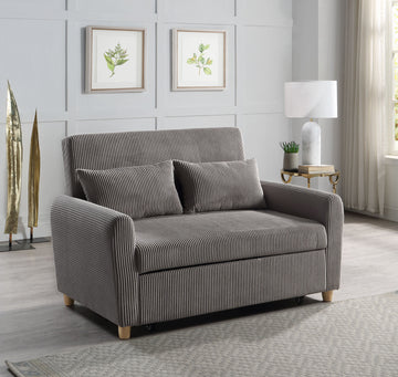 Justine 54" Brown Corduroy Convertible Sleeper Loveseat Brown Corduroy