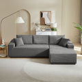 L Shape Sectional Sofa Corduroy Couches Modular Sectional Living Room Sofa Set Upholstered Sleeper Sofa For Living Room, Bedroom, Salon, Including Bottom Frame .Grey Gray Corduroy 3 Seat