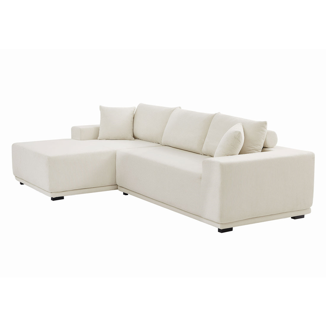 Modern Minimalist Style Corduroy Couch, Upholstered Sleeper Sofa For Living Room, Bedroom, Salon, 2 Pc Free Combination, L Shape, Including Bottom Frame .Beige Right Arm Beige Corduroy 3 Seat