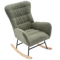 Nursery Rocking Chair, Teddy Upholstered Glider Rocker, Rocking Accent Chair With High Backrest, Comfy Rocking Accent Armchair For Living Room, Bedroom, Offices, Green Iron Green Primary Living Space Varnished Sponge Square Casual Rocking Chairs