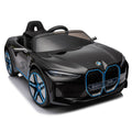 Licensed Bmw I4,12V Kids Ride On Car 2.4G W Parents Remote Control,Electric Car For Kids,Three Speed Adjustable,Power Display, Usb,Mp3 ,Bluetooth,Led Light,Two Point Safety Belt,Story Black Plastic Indoor & Outdoor Use