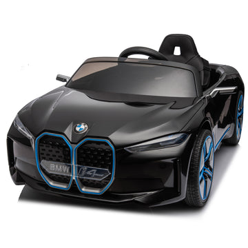 Licensed Bmw I4,12V Kids Ride On Car 2.4G W Parents Remote Control,Electric Car For Kids,Three Speed Adjustable,Power Display, Usb,Mp3 ,Bluetooth,Led Light,Two Point Safety Belt,Story Black Plastic Indoor & Outdoor Use