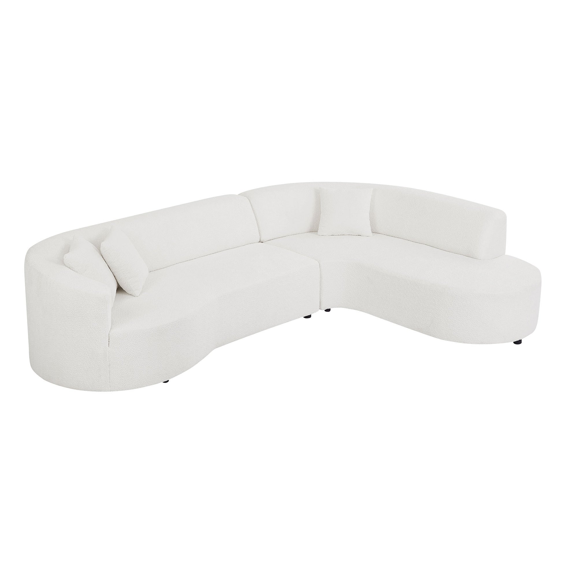 Convertible Modular Sectional Sofa With Right Chaises L Shaped Corner Comfy Upholstered Couch Living Room Furniture Sets.White White Boucle