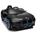 Licensed Bmw I4,12V Kids Ride On Car 2.4G W Parents Remote Control,Electric Car For Kids,Three Speed Adjustable,Power Display, Usb,Mp3 ,Bluetooth,Led Light,Two Point Safety Belt,Story Black Plastic Indoor & Outdoor Use