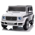 Licensed Mercedes Benz G500,24V Kids Ride On Toy 2.4G W Parents Remote Control,Electric Car For Kids,Three Speed Adjustable,Power Display, Usb,Mp3 ,Bluetooth,Led Light,Three Point Safety Belt White Plastic