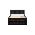Full Bed With Bookcase Headboard, Under Bed Storage Drawers And Bed End Storage Case,Espresso Full Espresso American Design Pine