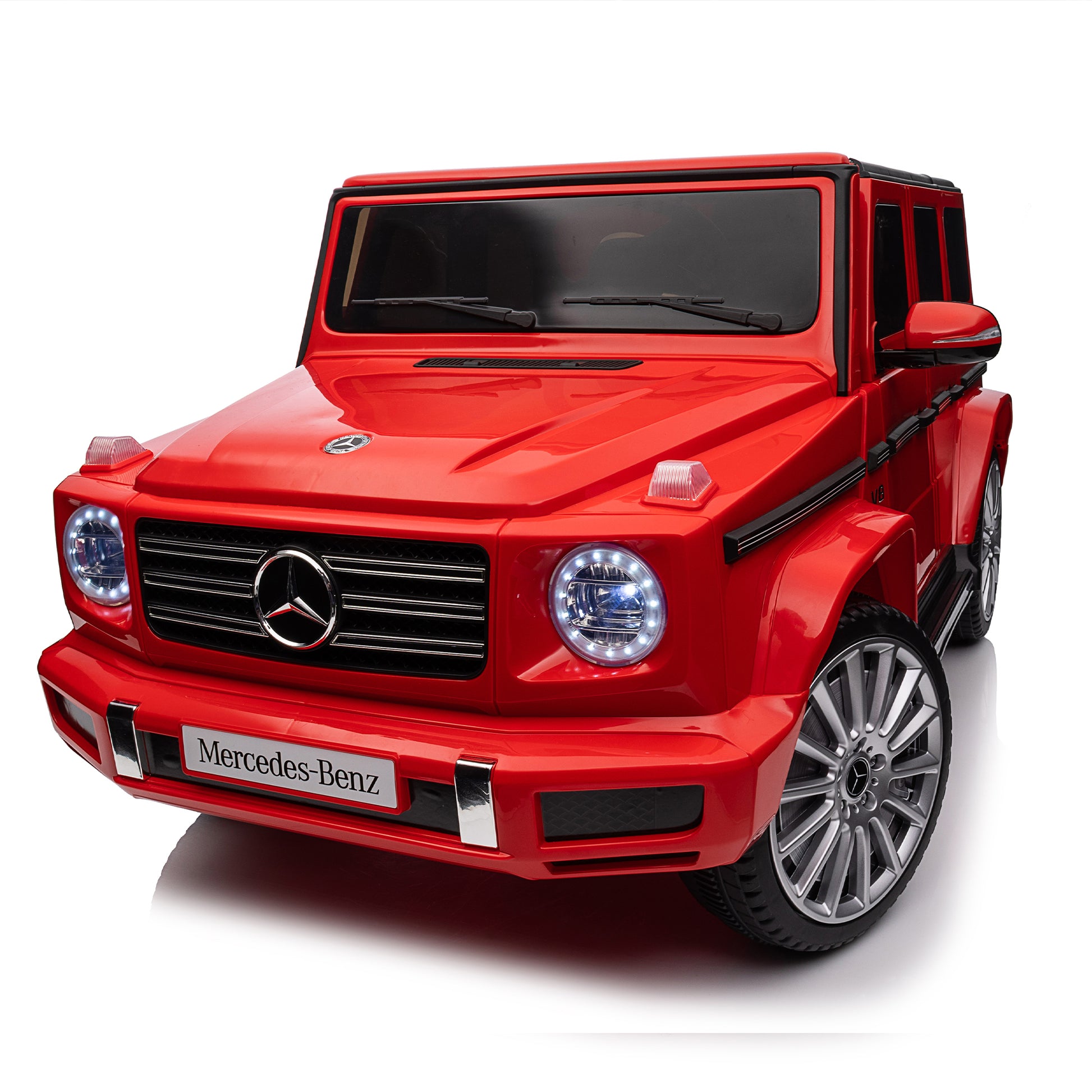 Licensed Mercedes Benz G500,24V Kids Ride On Toy 2.4G W Parents Remote Control,Electric Car For Kids,Three Speed Adjustable,Power Display, Usb,Mp3 ,Bluetooth,Led Light,Three Point Safety Belt Red Plastic