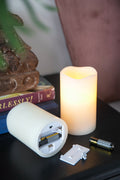 Set Of 3 Ivory Led Candles With Remote Timer, L:D3X6