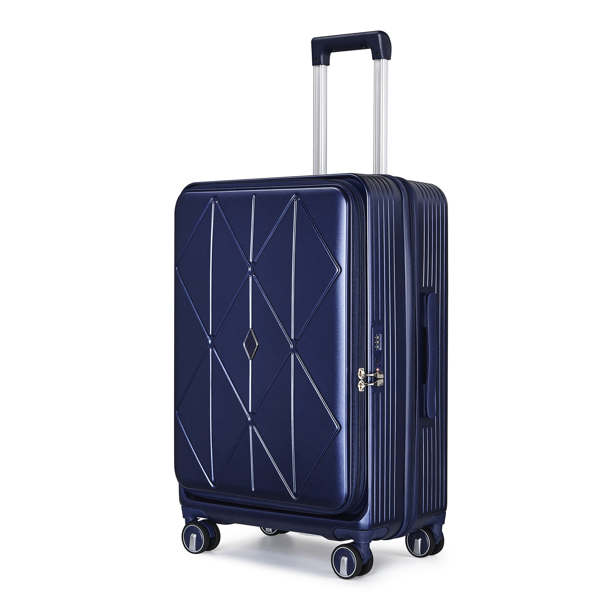 Luggage Sets 3 Piece 20 24 28 , Expandable Carry On Luggage With Tsa Lock Airline Approved, 100% Pc Hard Shell And Lightweight Suitcase With Front Pocket And Spinner Wheels Navy Blue Pc