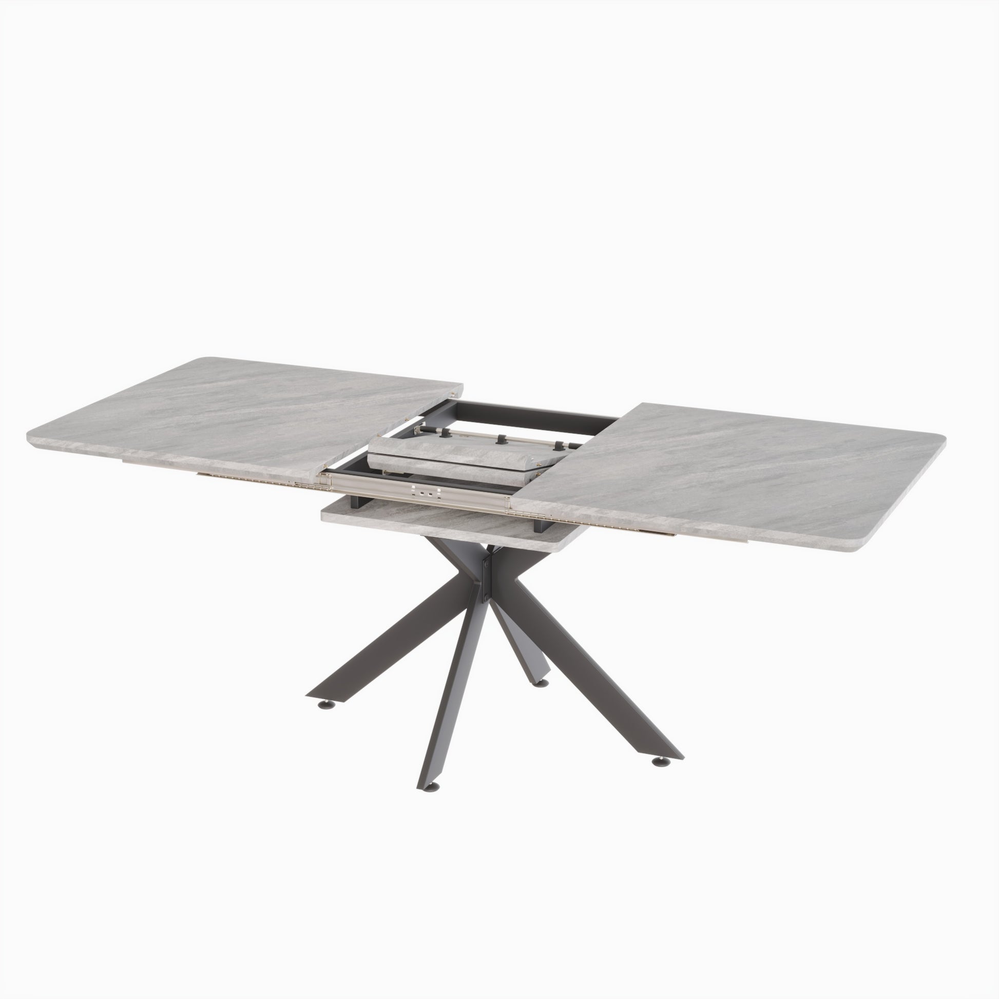 Scalable Dining Table Table Set For 6 8 Person For Dining Room,C Shaped Tube Soft Padded Armless Dining Chairs And Very Large Dining Room Table Kitchen Table Chair Set With Metal Legs Grey White Mdf Metal
