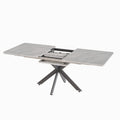 Extendable Dining Table Table Set For 6 8 Person For Dining Room,Curved Backrest Round Upholstered Soft Padded Armless Dining Chairs And Very Large Dining Room Table Kitchen Table Chair Set Grey White Mdf Metal