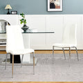 Modern Style Glass Table, Pu Fabric Chair Electroplated Chair Legs, Solid Support Base, Furniture Made Of Selected Materials To Highlight Fashion, Suitable For Living Room Use Set Of 5 White Mdf Metal