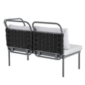 5 Piece Modern Patio Sectional Sofa Set Outdoor Woven Rope Furniture Set With Glass Table And Cushions, Black Gray Yes Sectional Grey Black Weather Resistant Frame Water Resistant Cushion Garden & Outdoor Modern Sectional Seating Groups Foam Woven Rope