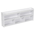 Full Bed With Bookcase Headboard, Under Bed Storage Drawers And Bed End Storage Case,White Full White American Design Pine