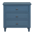 3 Drawer Nightstand Storage Wood Cabinet Blue 3 Drawers Mdf