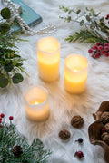 Set Of 3 Ivory Led Candles With Remote Timer, L:D3X6