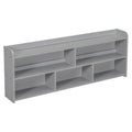 Full Bed With Bookcase Headboard, Under Bed Storage Drawers And Bed End Storage Case,Grey Full Grey American Design Pine