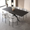 Scalable Dining Table Table Set For 4 8 Person For Dining Room,Curved Backrest Round Upholstered Soft Padded Armless Dining Chairs And Very Large Dining Room Table Kitchen Table Chair Set Black White Mdf Metal