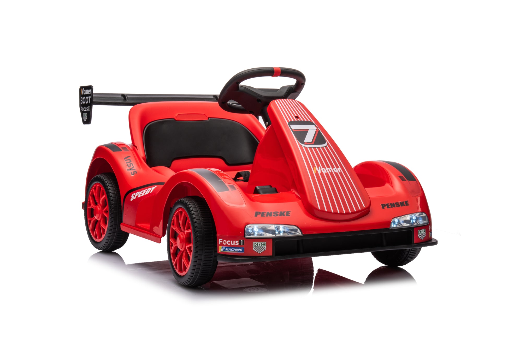 Kids Electric Go Kart, 12V Battery Powered Ride On Car W Remote Control, Safety Belt, Slow Start, Music, 4 Wheeler Electric Vehicle For Kids, Gift For Boys Girls Red Plastic