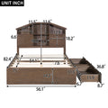Full Size Wood Platform Bed With House Shaped Storage Headboard And 2 Drawers, Walnut Box Spring Not Required Full Walnut Wood Bedroom Solid Wood Mdf