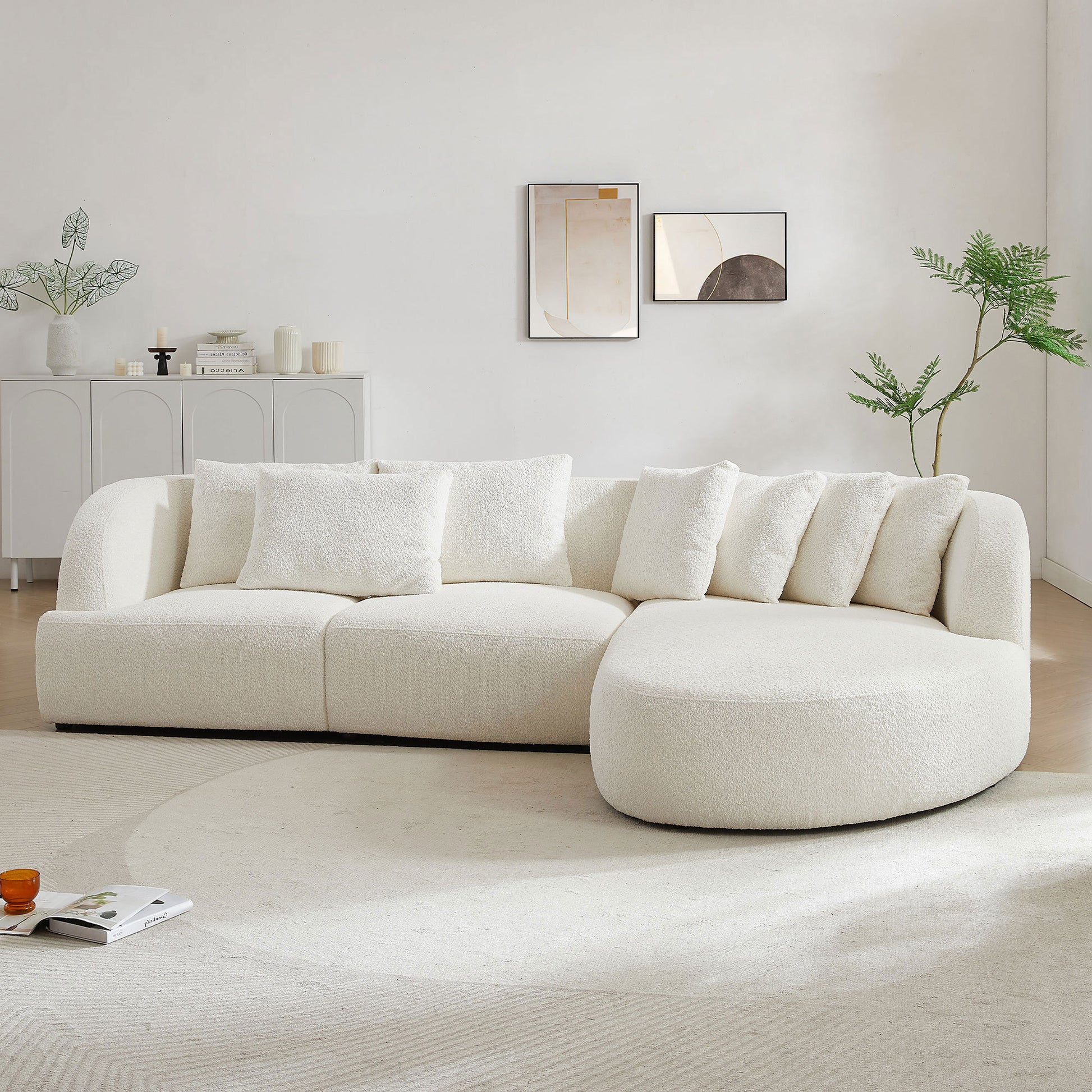 Boucle Sofa,Modular Sectional Couch For Living Room Apartment Lounge,Free Combination Beige Beige Boucle