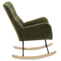 Nursery Rocking Chair, Teddy Upholstered Glider Rocker, Rocking Accent Chair With High Backrest, Comfy Rocking Accent Armchair For Living Room, Bedroom, Offices, Dark Green Iron Dark Green Primary Living Space Varnished Sponge Square Casual Rocking