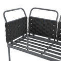 5 Piece Modern Patio Sectional Sofa Set Outdoor Woven Rope Furniture Set With Glass Table And Cushions, Black Gray Yes Sectional Grey Black Weather Resistant Frame Water Resistant Cushion Garden & Outdoor Modern Sectional Seating Groups Foam Woven Rope