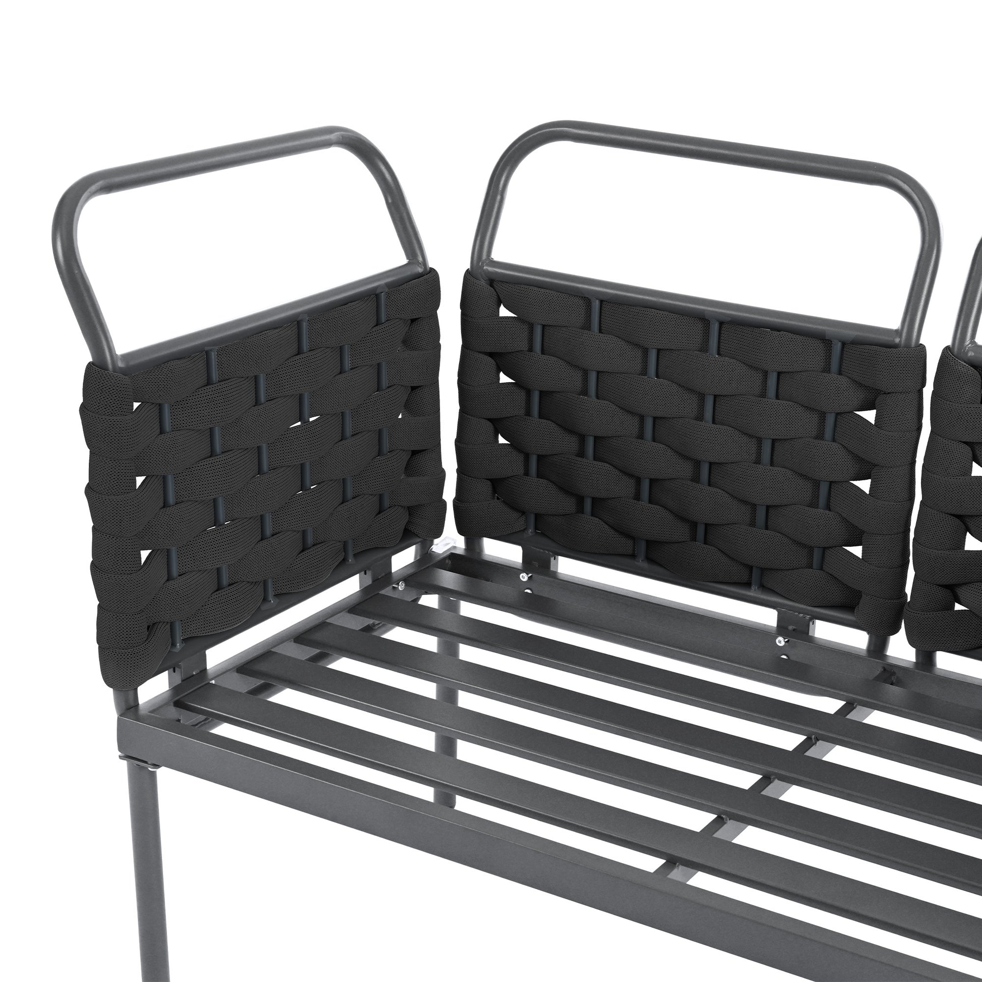 5 Piece Modern Patio Sectional Sofa Set Outdoor Woven Rope Furniture Set With Glass Table And Cushions, Black Gray Yes Sectional Grey Black Weather Resistant Frame Water Resistant Cushion Garden & Outdoor Modern Sectional Seating Groups Foam Woven Rope