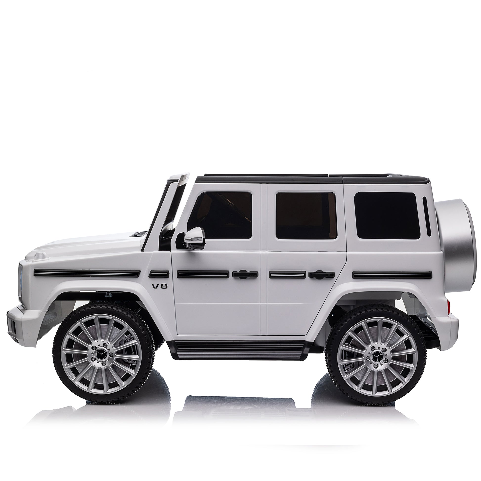 Licensed Mercedes Benz G500,24V Kids Ride On Toy 2.4G W Parents Remote Control,Electric Car For Kids,Three Speed Adjustable,Power Display, Usb,Mp3 ,Bluetooth,Led Light,Three Point Safety Belt White Plastic