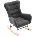 Nursery Rocking Chair, Teddy Upholstered Glider Rocker, Rocking Accent Chair With High Backrest, Comfy Rocking Accent Armchair For Living Room, Bedroom, Offices, Dark Gray Iron Dark Gray Primary Living Space Varnished Sponge Square Casual Rocking Chairs