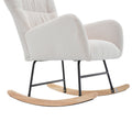 Nursery Rocking Chair, Teddy Upholstered Glider Rocker, Rocking Accent Chair With High Backrest, Comfy Rocking Accent Armchair For Living Room, Bedroom, Offices, White Iron White Primary Living Space Varnished Sponge Square Casual Rocking Chairs