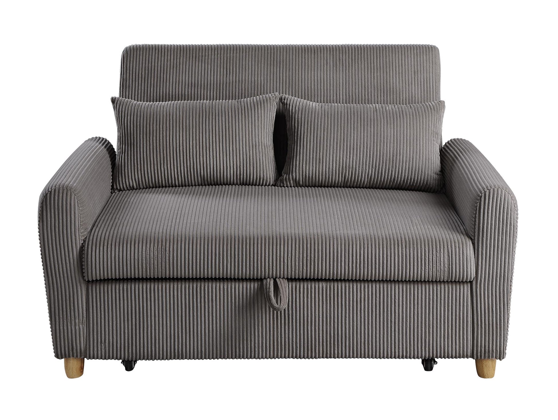 Justine 54" Brown Corduroy Convertible Sleeper Loveseat Brown Corduroy