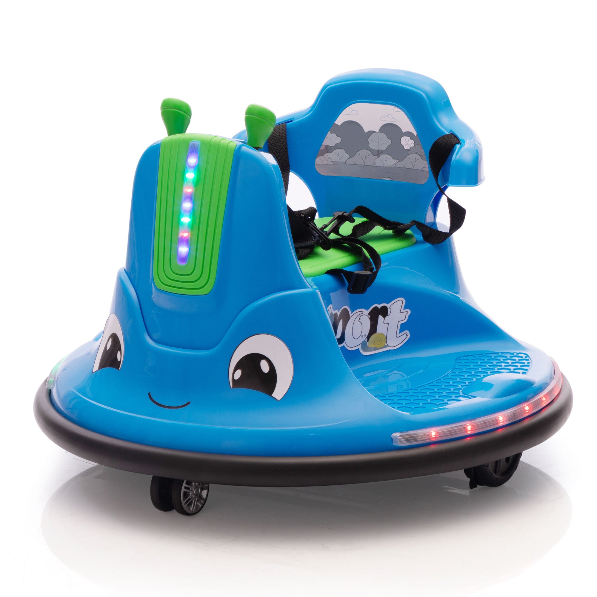 12V Snail Shaped Kids Electric Bumper Car With Remote Control, Ride On Car With Led Lights, Music, 360 Degree Rotate, Toddler Race Toys, 3 8 Years Old Blue Polypropylene