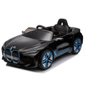 Licensed Bmw I4,12V Kids Ride On Car 2.4G W Parents Remote Control,Electric Car For Kids,Three Speed Adjustable,Power Display, Usb,Mp3 ,Bluetooth,Led Light,Two Point Safety Belt,Story Black Plastic Indoor & Outdoor Use