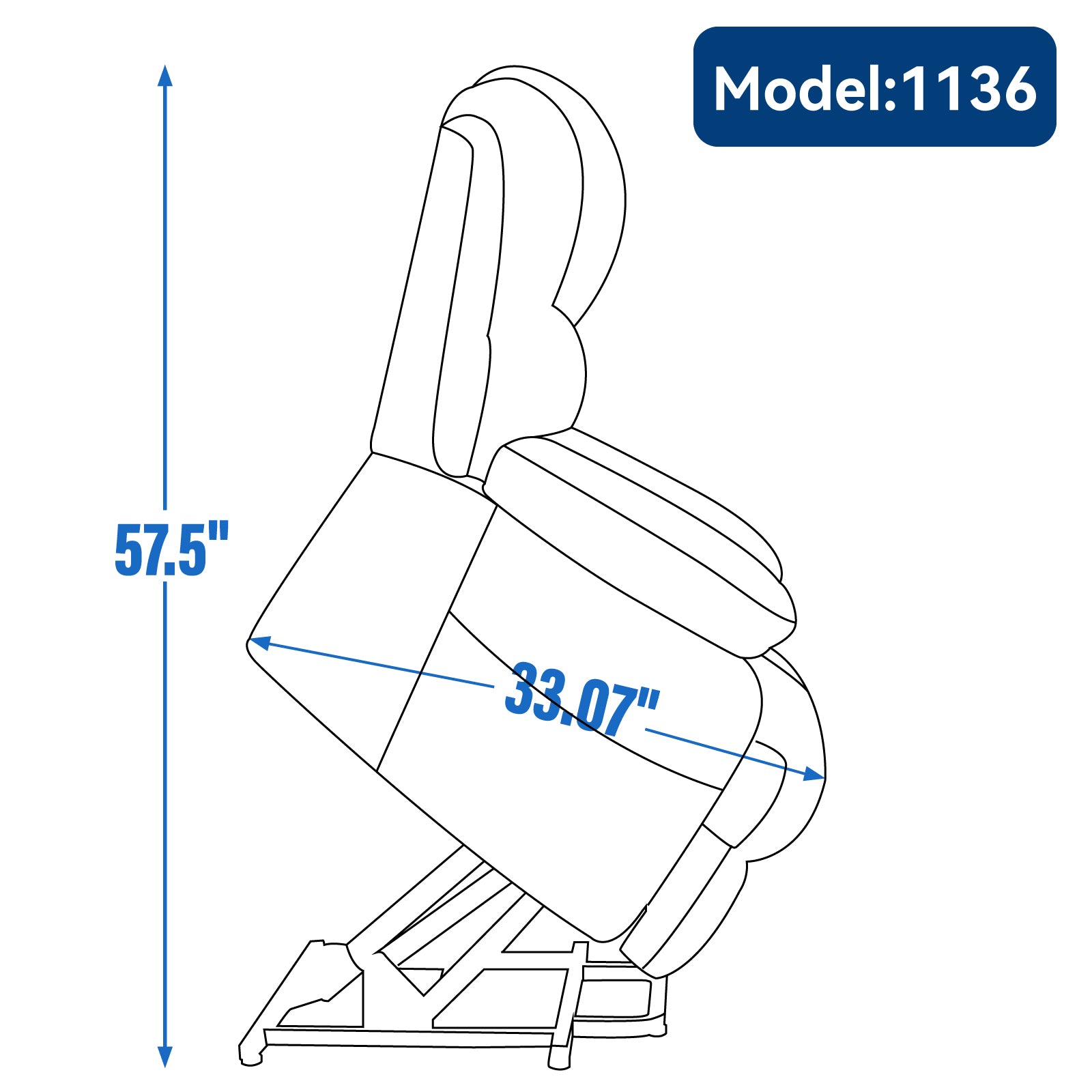 23" Seat Width And High Back Large Size Blue Chenille Power Lift Recliner Chair With 8 Point Vibration Massage And Lumbar Heating Blue Gray Chenille Metal Power Push Button Primary Living Space Medium Firm Cushion Back Heavy Duty American Design Pillow