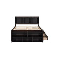 Full Bed With Bookcase Headboard, Under Bed Storage Drawers And Bed End Storage Case,Espresso Full Espresso American Design Pine