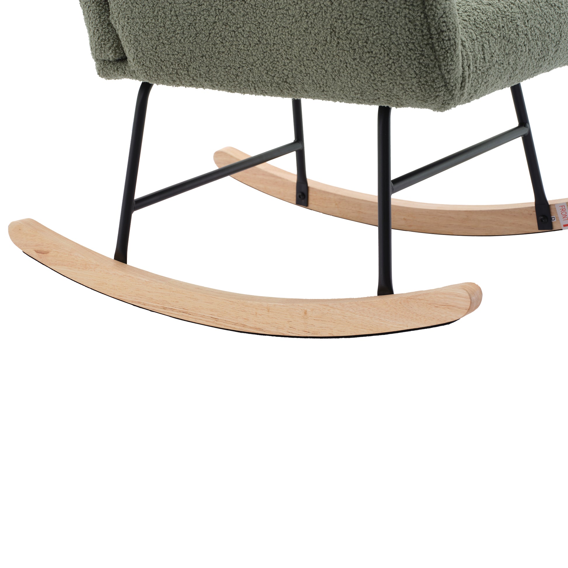 Nursery Rocking Chair, Teddy Upholstered Glider Rocker, Rocking Accent Chair With High Backrest, Comfy Rocking Accent Armchair For Living Room, Bedroom, Offices, Green Iron Green Primary Living Space Varnished Sponge Square Casual Rocking Chairs