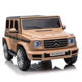 Licensed Mercedes Benz G500,24V Kids Ride On Toy 2.4G W Parents Remote Control,Electric Car For Kids,Three Speed Adjustable,Power Display, Usb,Mp3 ,Bluetooth,Led Light,Three Point Safety Belt Yellow Plastic