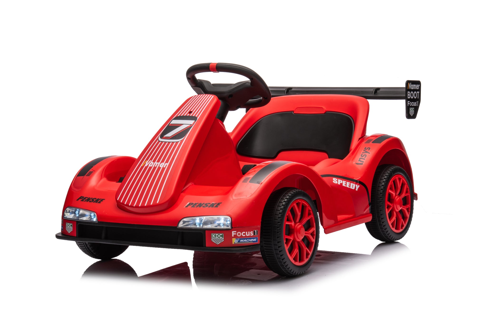 Kids Electric Go Kart, 12V Battery Powered Ride On Car W Remote Control, Safety Belt, Slow Start, Music, 4 Wheeler Electric Vehicle For Kids, Gift For Boys Girls Red Plastic