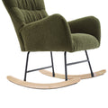 Nursery Rocking Chair, Teddy Upholstered Glider Rocker, Rocking Accent Chair With High Backrest, Comfy Rocking Accent Armchair For Living Room, Bedroom, Offices, Dark Green Iron Dark Green Primary Living Space Varnished Sponge Square Casual Rocking