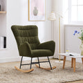 Nursery Rocking Chair, Teddy Upholstered Glider Rocker, Rocking Accent Chair With High Backrest, Comfy Rocking Accent Armchair For Living Room, Bedroom, Offices, Dark Green Iron Dark Green Primary Living Space Varnished Sponge Square Casual Rocking