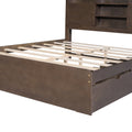 Full Size Wood Platform Bed With House Shaped Storage Headboard And 2 Drawers, Walnut Box Spring Not Required Full Walnut Wood Bedroom Solid Wood Mdf